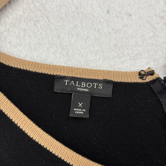 TALBOTS Dress X Sweater Knit Sleeveless Back Zip Scoop Neck Viscose Blend Black - Picture 5 of 13